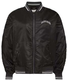 CAZADORA BOMBER REGULAR FIT CON LOGO BORDADO UNIVERSITARIO B