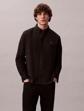 CAMISA CLÁSICA LISA DE OXFORD CON BOTONES NEGRA