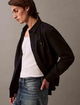 CAMISA CLÁSICA LISA DE OXFORD CON BOTONES NEGRA