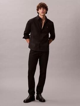 CAMISA CLÁSICA LISA DE OXFORD CON BOTONES NEGRA