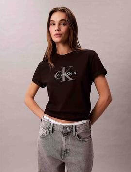 CAMISETA CK HERO REGULAR FIT CON MONOGRAMA BLACK