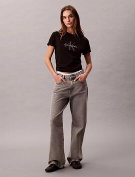 CAMISETA CK HERO REGULAR FIT CON MONOGRAMA BLACK