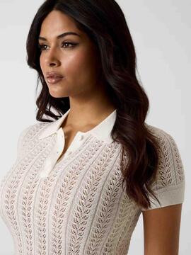POLO DE PUNTO CALADO POINTELLE VIENNA SLIM FIT DOVE WHITE