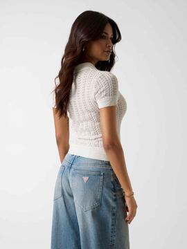 POLO DE PUNTO CALADO POINTELLE VIENNA SLIM FIT DOVE WHITE