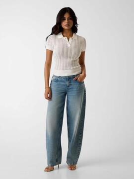 POLO DE PUNTO CALADO POINTELLE VIENNA SLIM FIT DOVE WHITE