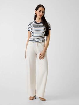 CAMISETA A RAYAS SLIM FIT MINI 4G LOGO CREAM WHITE AND SHAD