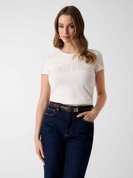 CAMISETA LOGO LACE TEE SLIM FIT CREAM WHITE