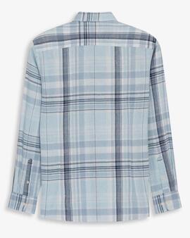 CAMISA LINEN CHECK SKY BLUE