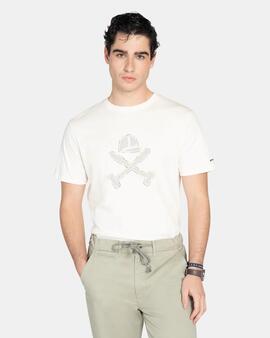 CAMISETA STITCHING LOGO WHITE MIST