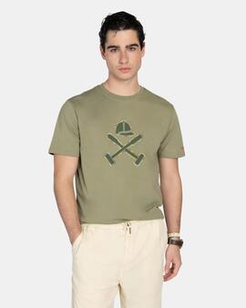 CAMISETA STITCHING LOGO MID MILITARY