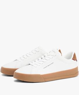 ZAPATILLAS DE TENIS CON LOGO EN PIEL ECRU / REGATTA RED