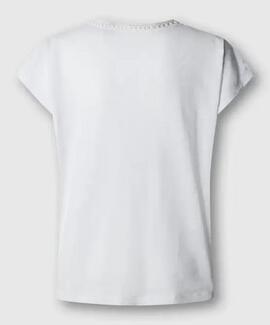 CAMISETA CUELLO PICO CON DETALLES CALADOS MILA 807 ANTIQUE W
