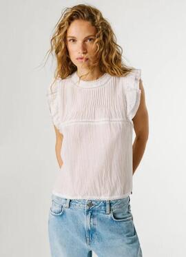 BLUSA CON DETALLES PLISADOS DAKOTA SHIRT 800 WHITE