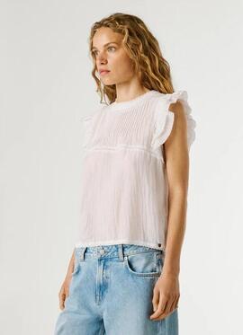 BLUSA CON DETALLES PLISADOS DAKOTA SHIRT 800 WHITE