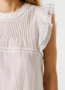 BLUSA CON DETALLES PLISADOS DAKOTA SHIRT 800 WHITE