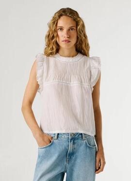 BLUSA CON DETALLES PLISADOS DAKOTA SHIRT 800 WHITE