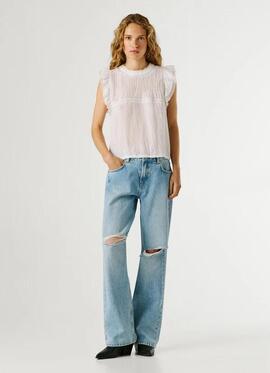 BLUSA CON DETALLES PLISADOS DAKOTA SHIRT 800 WHITE