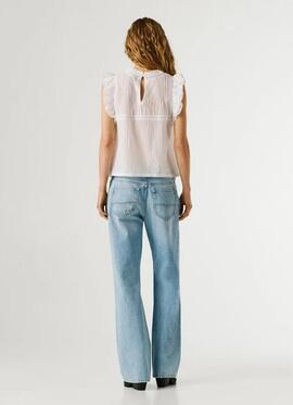 BLUSA CON DETALLES PLISADOS DAKOTA SHIRT 800 WHITE