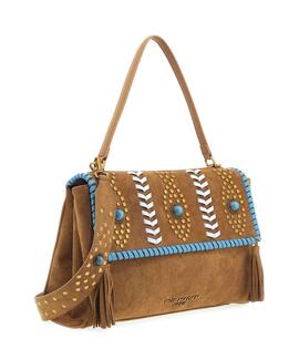 BOLSO RUE MADAM PARIS LES JOURS XL ÉTNIC SUEDE COGNAC