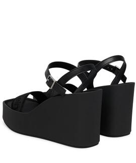 SANDALIAS DE CUÑA CON PLATAFORMA Y LOGO TRIPLE BLA