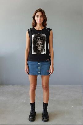 CAMISETA DE MUJER LASAL CARD NEGRO