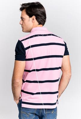 POLO H RAYAS ROSA