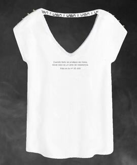 CAMISETA DE MUJER LASAL CORAZONES BLANCO