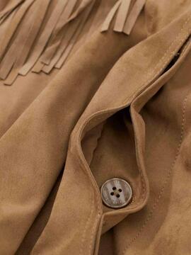 CHAQUETA CORTA DE FLECOS EFECTO ANTE COLOR BEIGE