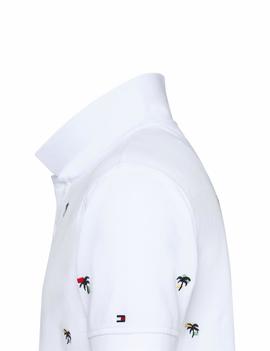 ALLOVER PALM EMBR REGULAR FIT POLO BRIGHT WHITE