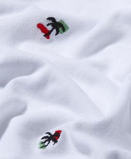 ALLOVER PALM EMBR REGULAR FIT POLO BRIGHT WHITE