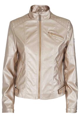 CHAQUETA DE MUJER EN PIEL SINTÉTICA DORADA