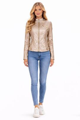 CHAQUETA DE MUJER EN PIEL SINTÉTICA DORADA