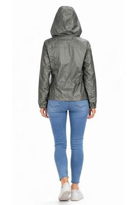 CHAQUETA DE MUJER CORTAVIENTOS CON CAPUCHA VERDE M