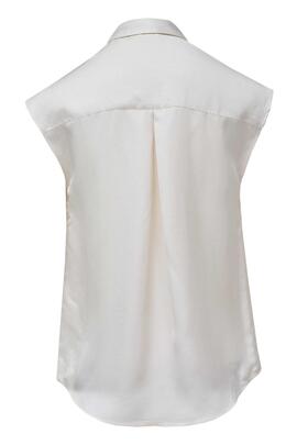 BLUSA BÁSICA FLUIDA SIN MANGAS BEIGE