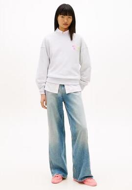 SUDADERA BOXY COLOR BUBBLE ICE GREY HEATHER