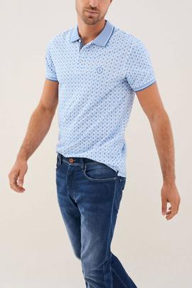 POLO DE MICRO PRINT SLIM FIT AZUL