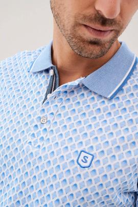 POLO DE MICRO PRINT SLIM FIT AZUL