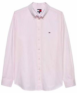 CAMISA DE POPELÍN REGULAR FIT DE RAYAS PEARLY PINK