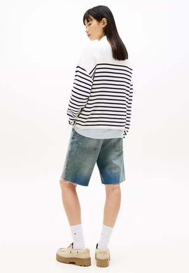 JERSEY RELAXED FIT ESTILO UNIVERSITARIO RAYAS BICO