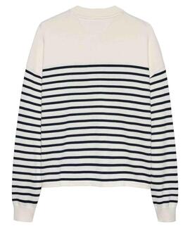 JERSEY RELAXED FIT ESTILO UNIVERSITARIO RAYAS BICO