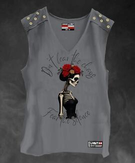 CAMISETA DE MUJER LASAL CHAOS GRIS
