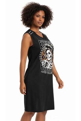VESTIDO DE MUJER LASAL PRINT NEGRO DESGASTADO