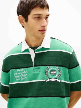POLO RUGBY DE RAYAS RELAXED FIT CON BORDADO SHADOW PINE STRI