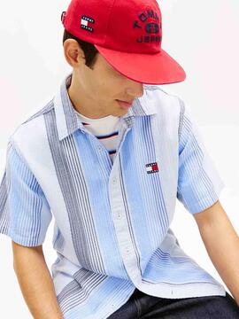 CAMISA DE MANGA CORTA RELAXED FIT RAYAS MULTICOLOR SWEET BLU