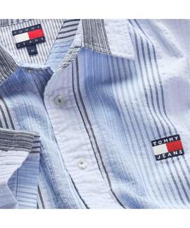 CAMISA DE MANGA CORTA RELAXED FIT RAYAS MULTICOLOR SWEET BLU