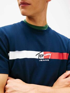 CAMISA DE PUNTO CON LOGO DE FIRMA DARK NIGHT NAVY