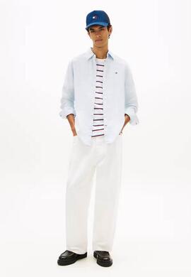 CAMISA DE MEZCLA DE LINO REGULAR FIT SWEET BLUE