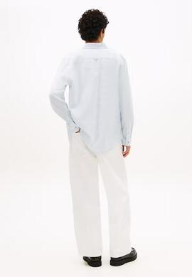 CAMISA DE MEZCLA DE LINO REGULAR FIT SWEET BLUE