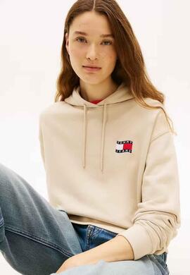 SUDADERA CON CAPUCHA RELAXED FIT CON BANDERA ONDULADA WHITE