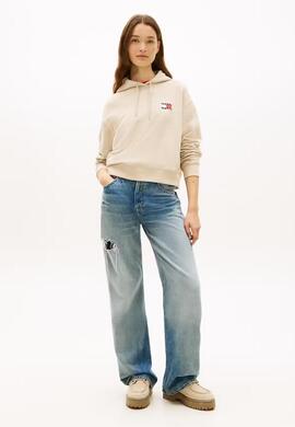 SUDADERA CON CAPUCHA RELAXED FIT CON BANDERA ONDULADA WHITE